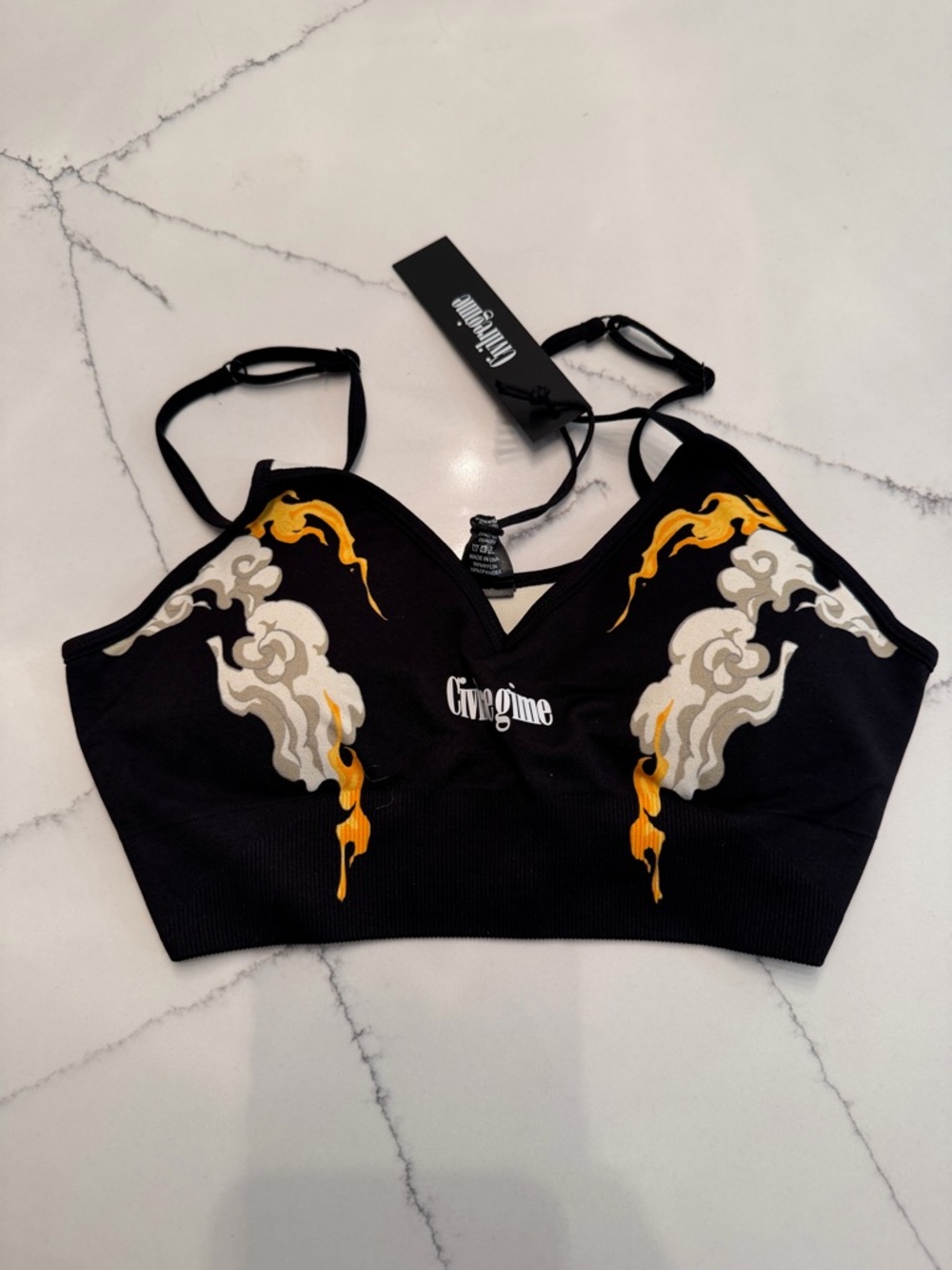 Civil Regime Black Flame Graphic Bralette